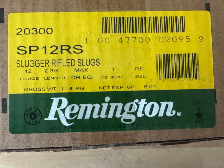 Remington Slugger Ammo 12 ga 2 3/4" 1 oz Rifled Slug 250 Rds 20300 