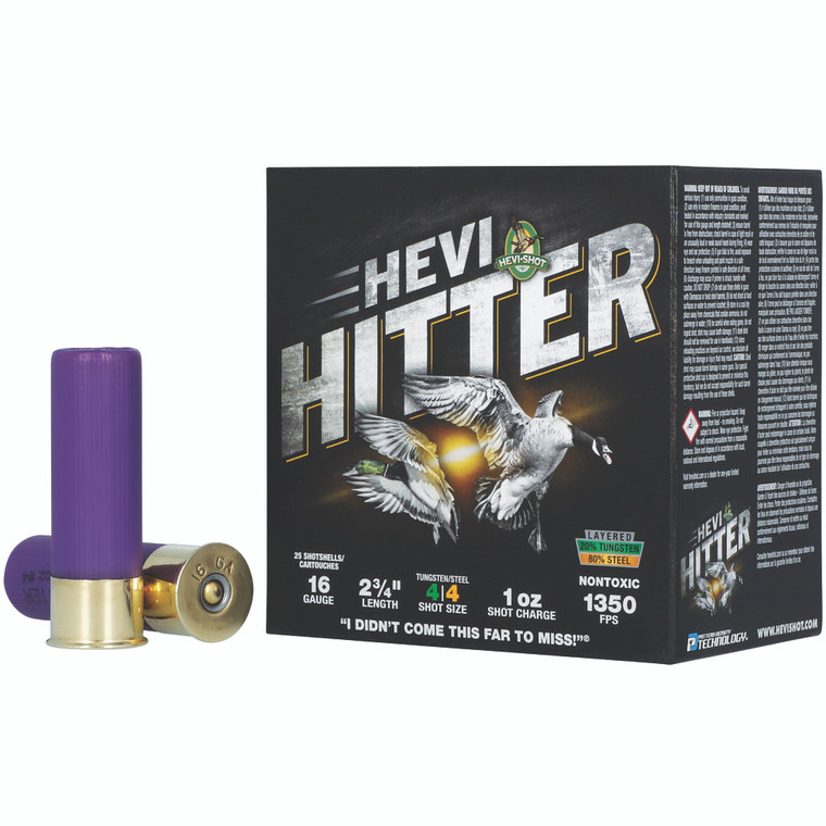 HEVI-Shot HEVI-Hitter Tungsten/Steel Shotshells 16ga 2-3/4" 1oz 1350 fps #4 25/ct