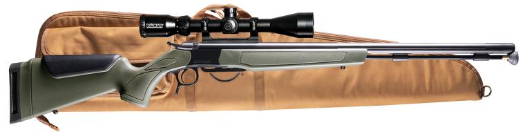 CVA PR2048NSCP Optima Scope Package 50 Cal 26" Black Nitride Fluted Barrel, Drilled & Tapped Steel Receiver, Fixed OD Green Synthetic Stock, Konus 3-9x40mm BDC Stock, Rifle Case, Aerolite Bullets
