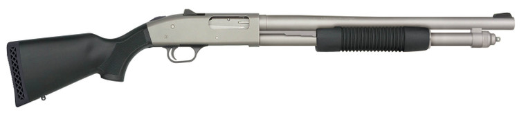Mossberg 50793 590A1 Pro 12 Gauge 6+1 18.50" Silver Marinecote Barrel & Steel Receiver, Black Synthetic Stock