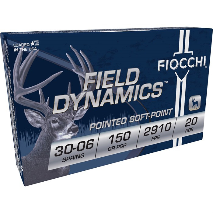 Fiocchi Field Dynamics Rifle Ammunition .30-06 Sprg 150 gr PSP 2910 fps 20/ct