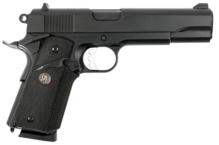 MAC 10100575 1911 Meusoc Full Size Frame 45 ACP 8+1 5" Black Target Crown Barrel, QPQ Tenifer Cerakote Steel Serrated Slide, QPQ Tenifer Cerakote Steel Frame w/Beavertail, Black Pachmayr Grip
