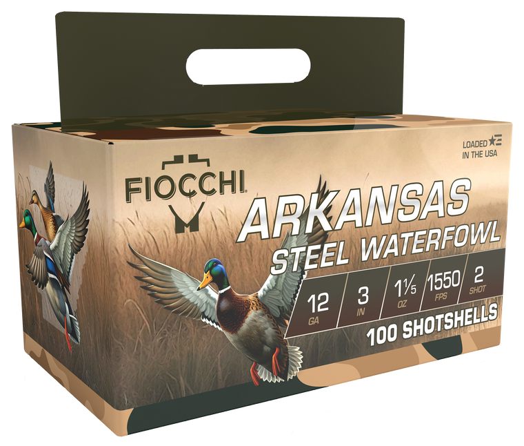 Fiocchi Arkansas Steel Waterfowl Shotshells 12ga 3" 1-1/5oz 1550 fps #4 100/ct