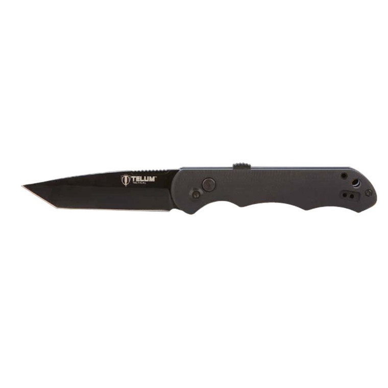 Telum Aftershock Tactical Automatic Knife 3-1/2" Tanto Blade Black