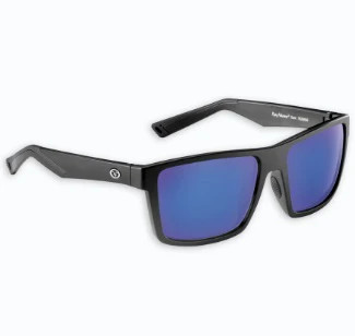 Flying Fisherman Sunglasses Swirl Matte Black-Blue Mirror