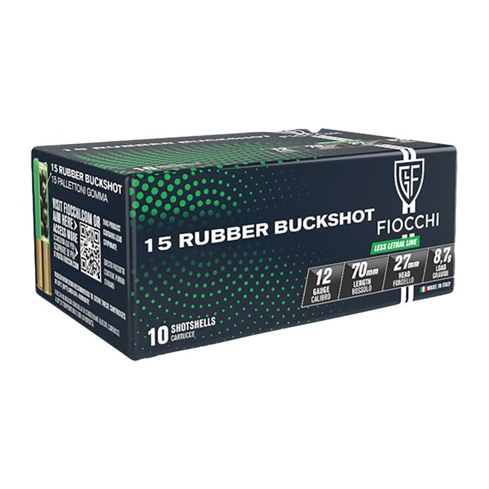 Fiocchi Defense Dynamics Rubber Buck Shotshells 12ga 2-3/4" 15plt 790 fps Rubber 10/ct