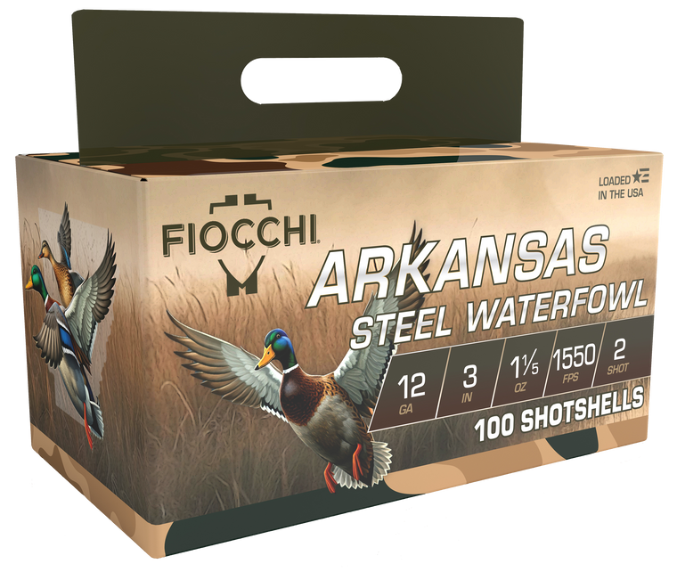 Fiocchi Arkansas Steel Waterfowl Shotshells 12ga 3" 1-1/5oz 1550 fps #3 100/ct
