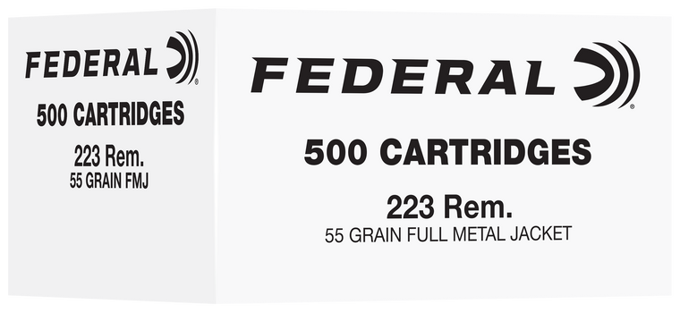 Federal FC223F500 223Rem 55gr Full Metal Jacket 500 Per Box/2 Case