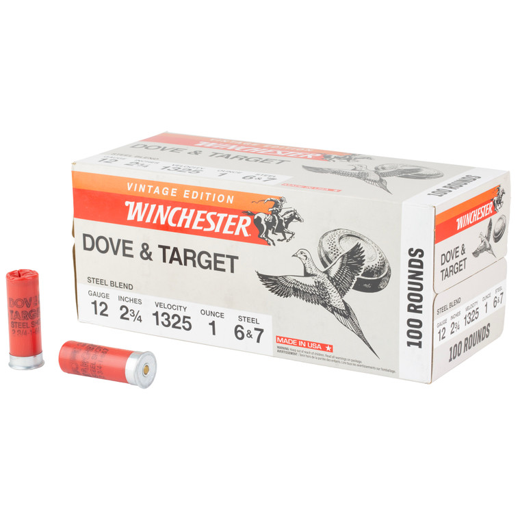 Winchester Dove & Target Steel Blend Shotshells 12ga 2-3/4" 1oz 1325 fps #6&7 100/ct