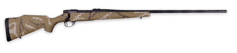 Weatherby VHH7MMPR6B Vanguard Outfitter Full Size 7mm PRC 3+1 26" Black Cerakote #2 Fluted/Threaded Barrel & Drilled & Tapped Steel Receiver, Tan w/Brown & White Sponge Monte Carlo Synthetic Stock