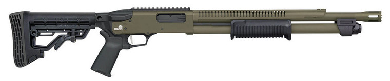 Mossberg 50757 590R 12 Gauge Pump 3" 6+1 18.50" OD Green Cerakote Heat Shield Barrel, OD Green Cerakote Steel Receiver, Black AR Mil-Spec Adjustable Synthetic Stock, Black Magpul Grip