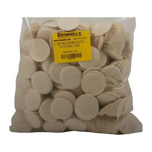 Brownells Heavy Duty Cotton Round Patches,1.125''/.25-.284 Cal, 1000 Pk