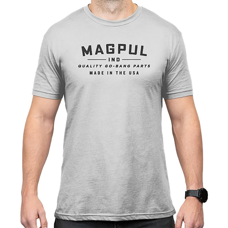 Magpul MAG1112-041-M Go Bang Parts Stone Gray Heather Cotton/Polyester Short Sleeve Medium