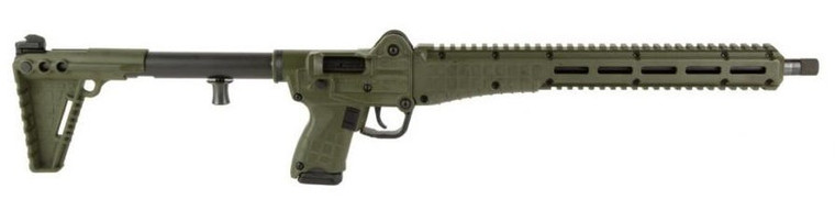 Kel-Tec SUB2K10GLKGRN SUB2000 Gen3 10mm Auto 15+1 16.15" Black Threaded Barrel, OD Green Picatinny Rail Receiver, M-LOK Handguard, Rotating Forend, 3 Position Adj OD Green Polymer Stock, Glock 20 Grip