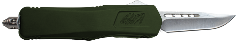 Great Lakes Firearms GLKMDSMTODG GLFA Medium 3.50" OTF Plain Steel Blade, OD Green Cerakote Aluminum Handle