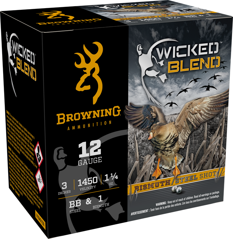 Browning Ammo B193431230 Wicked Blend 12Gauge 3" 1 1/4oz BB/1BI Shot 25 Per Box/10 Case