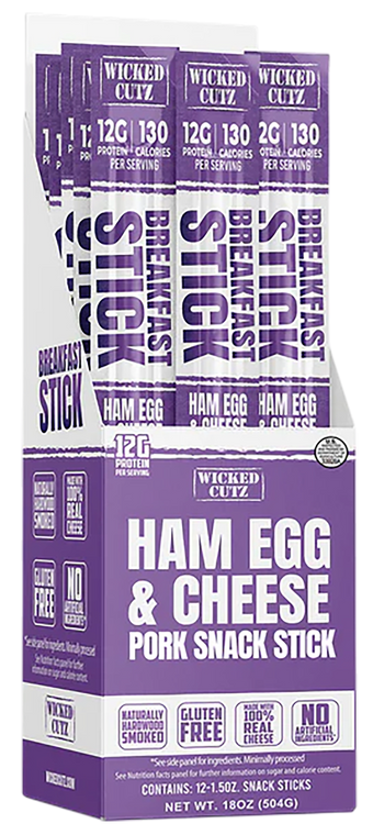 Wicked Cutz WCBR12HEC Ham Egg & Cheese Breakfast Sticks 12 Pack