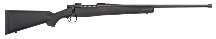 Mossberg 28248 Patriot Full Size 7mm PRC 3+1 24" Matte Blued Fluted Threaded Barrel, Drilled & Tapped Matte Blued Stainless Steel Receiver, Black Fixed Synthetic Stock