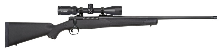 Mossberg 28249 Patriot w/Optic 7mm PRC 3+1 24" Matte Blued Threaded Barrel, Matte Blued Drilled & Tapped Receiver, Fixed Black Synthetic Stock, Vortex Crossfire II 3-9x40mm