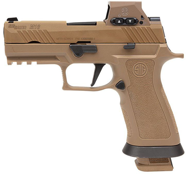 Sig Sauer M18X9RX M18X w/Optic Carry Frame 9mm Luger 21+1 3.90" Black Barrel Coyote PVD Optic Ready/Serrated Stainless Steel Slide & Polymer Frame w/Beavertail & Picatinny Rail, Sig ROMEOM17
