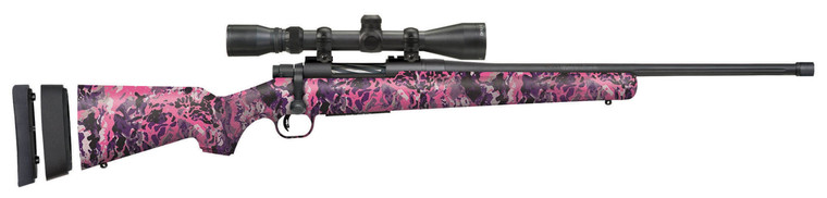 Mossberg 28258 Patriot Super Bantam w/Optic 350 Legend 4+1 22" Matte Blued Fluted Threaded Barrel, Matte Blued Drilled & Tapped Receiver, Adj LOP Muddy Girl Wild Synthetic Stock, 3-9x40mm Duplex