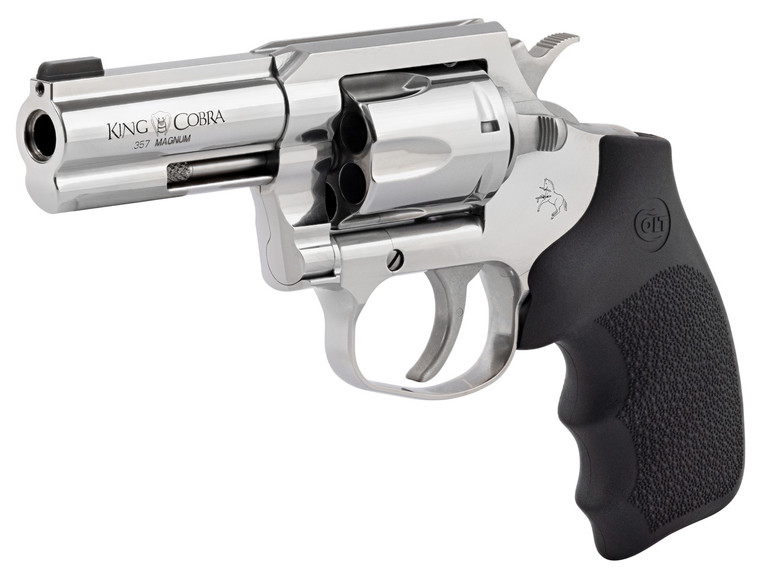Colt Mfg KCOBRASB3RBB King Cobra 357 Mag 6rd Shot 3" Stainless Steel Barrel, Cylinder & Frame, Black Hogue Overmolded Grip, Exposed Hammer