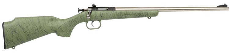 Keystone Crickett Rifle 22 LR Stainless/Green Syn w/BLK Web Stock