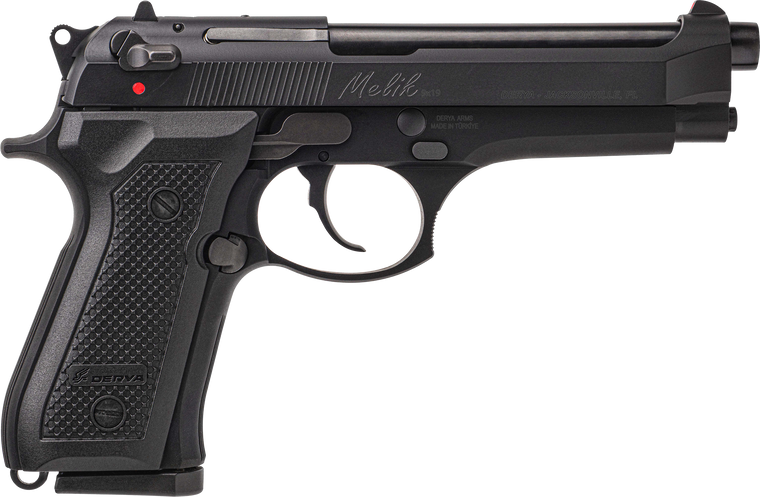 Derya Firearms MELIK9TR Melik 9mm Luger 17+1 4.90" Black Melonite Steel Barrel Black Melonite Serrated Steel Slide Black