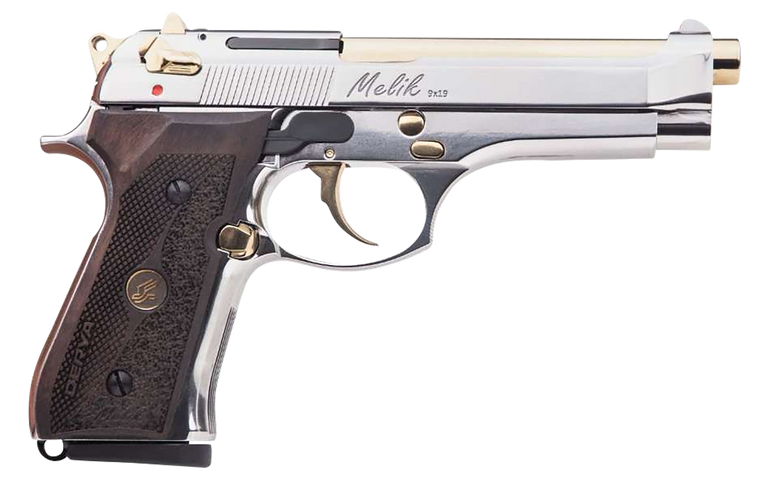 Derya Firearms MELIK9.NG.TR Melik 9mm Luger 17+1 4.90" Gold TiN Steel Barrel Black Melonite Serrated Steel Slide Black Aluminum