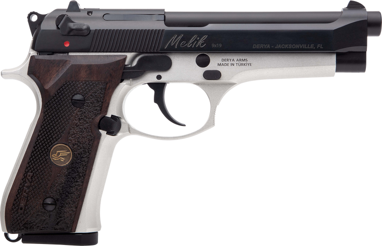Derya Firearms 10LTTMELIK9TR Melik 9mm Luger 10+1 4.90" Black Melonite Steel Barrel Black Melonite Serrated Steel Slide Silver