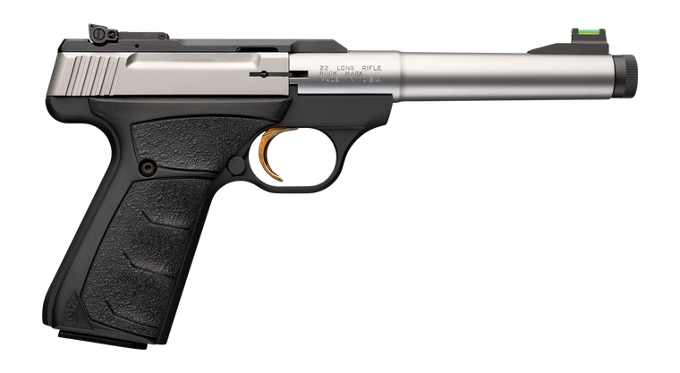 Browning 051616490 Buck Mark Camper SR 22 LR 10+1 5.90" Stainless Threaded Bull Barrel Matte Black Aluminum Receiver Black
