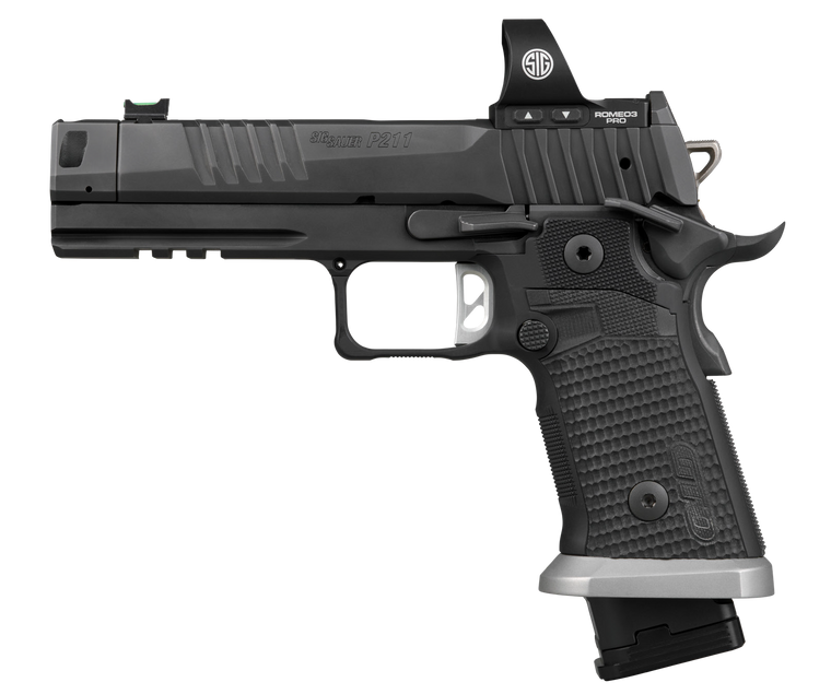 Sig Sauer P211-GTO Handgun 9mm Luger 21(2)&23(1)rd Magazines 4.4" Compensated Barrel with Romeo3 Pro SAO