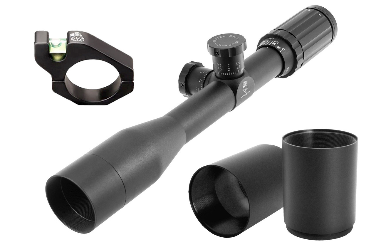SWFA 12x42 SS - Mil-Quad Reticle, 30mm, .1 MIL Clicks, Rear Focus, Ships W/ SunShade & Bubble Level