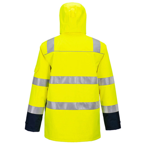 FR605 - Bizflame Rain+ Hi-Vis Light Arc Jacket Yellow/Navy MALAYSIA, INDONESIA, SINGAPORE, THAILAND, VIETNAM, BRUNEI, PHILIPPINES, LAOS, CAMBODIA, UNITED KINGDOM, UNITED STATES, SWEDEN, DENMARK, BULGARIA, GERMANY, CROATIA, LATVIA, POLAND, AUSTRALIA, AUSTRIA, LICHTENSTEIN, LUXEMBOURG, MALTA, MONACO, NETHERLANDS, BELGIUM, BAHRAIN, OMAN, NEW ZEALAND, CYPRUS, CZECH REPUBLIC, QATAR, ROMANIA, FINLAND, FRANCE, SAUDI ARABIA, SLOVAKIA,ITALY, JAPAN, URUGUAY, BERMUDA, HONG KONG, MACAO, CAYMAN ISLANDS, FAROE ISLANDS, MOZAMBIQUE