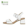 VELCRO STRAP DRESS SANDAL BLOCK HEEL WHITE D1K51-80