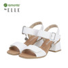 VELCRO STRAP DRESS SANDAL BLOCK HEEL WHITE D1K51-80