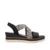 STRAPPY WEDGE SANDAL RAFFIA ELASTIC BLACK D2L54-03
