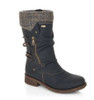 MID SIDE ZIP WP BOOT KNIT CUFF LACE BACK BLACK  D8070-01