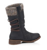 MID SIDE ZIP WP BOOT KNIT CUFF LACE BACK BLACK  D8070-01