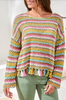 LONG BELL SLV STRIPE SWEATER/FRINGE 3034O-576