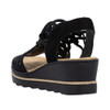 SLIP ON LACEY PERF WEDGE SANDAL BLACK 67465-00