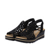 SLIP ON LACEY PERF WEDGE SANDAL BLACK 67465-00