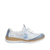 SLIPON BUNGEE CORK SOLE WHITE/BLUE PRINT N42K6-90