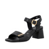 VELCRO STRAP DRESS SANDAL BLOCK HEEL BLACK D1K54-00