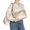 LG TOTE BAG WITH INNER ZIP BAG GOLD/WHITE Q076181