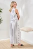 CROP PULL ON FLOWY WIDE STRIPE PANT 6090O-5400