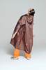 RAIN PONCHO BRETON BROWN BLUE ONESIZE