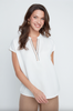 LINEN BLOUSE CONTRAST V NECK R5234-E3075