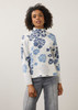 MOCK NECK LOOSE FLORAL SWEATER BLUES 1301535