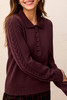 BUTTON FRONT CABLE POLO SWEATER 3214O-576